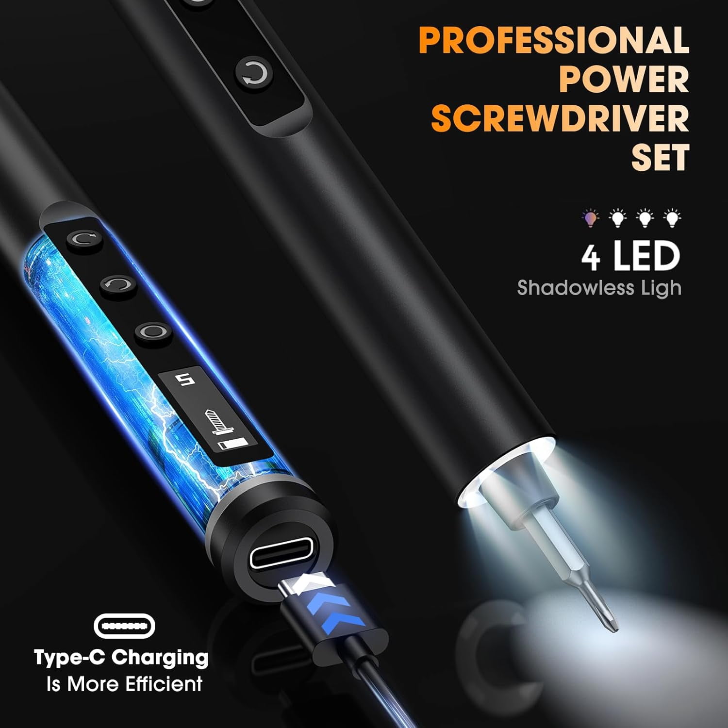 50 in 1 Precision Screwdriver Set for Electronics,3.7V Mini Repair Tool Kit with 5 Torque/500mAh Battery/OLED Display/4 LED Lights for Computer/Phone/Camer/Eyeglass/Watch