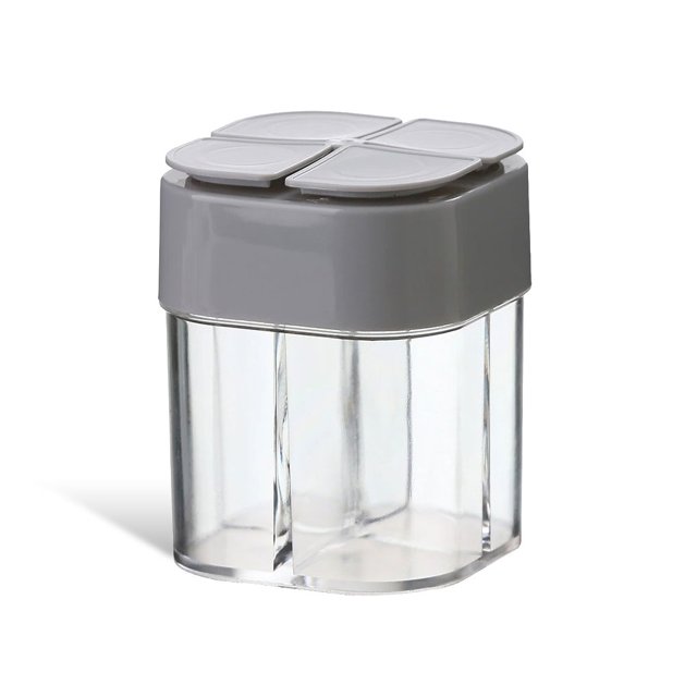 Coctelera de sal y pimienta Advancent 4 en 1 dispensador de especias tarro de plástico transparente Mostrada gris HA062119-02