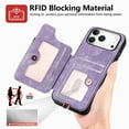 thumbnail image 5 of for iPhone 17 Pro Max Phone Case Wallet with Card Holder,PU Leather Flip Folio Case,RFID Blocking Ring Holder Kickstand Wrist Strap Magnetic Protective Women Men Cover,Purple,For iPhone 17 Pro Max, 5 of 11