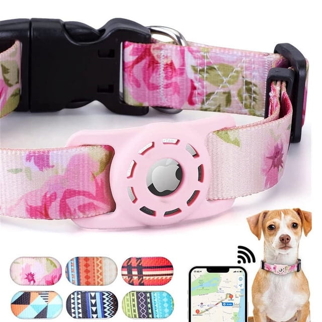 Collar De Gato -L-Rosa Impresión Digital Airtag Collar De Gato Soporte De Etiqueta De Aire Hebilla De Seguridad,Collar De Gato Personalizado
