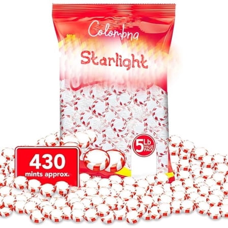 Starlight Mints, Individually Wrapped Refreshing Mints, Ideal Peppermint Candies for Sharing, Candy Dishes and Holidays (5 Lbs) 26900012