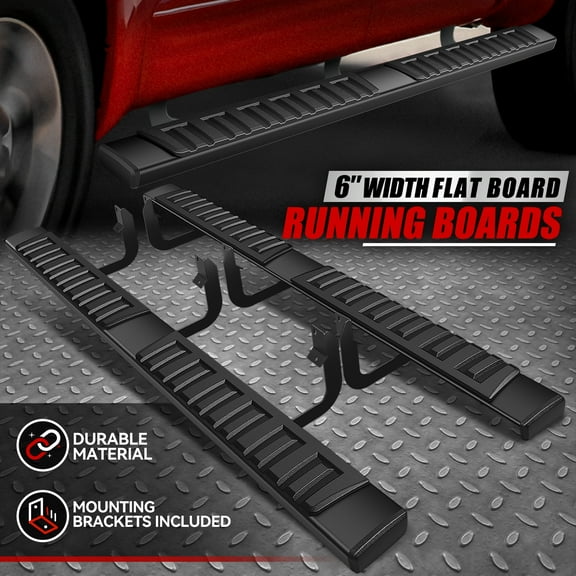 Nuvision for 04-24 Nissan Titan/XD King Cab Black 6" Flat Side Step Bar Running Boards