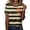 180#Brown, variant on Women's Halloween Letter Graphic Tees Bold Striped T Shirts Casual Crewneck Loose Fit Pumpkin Print Summer Tops Orange 2XL
