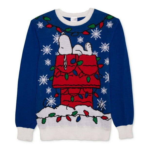 Suéter decorado para hombre Peanuts Azul Pequeño Walmart en línea