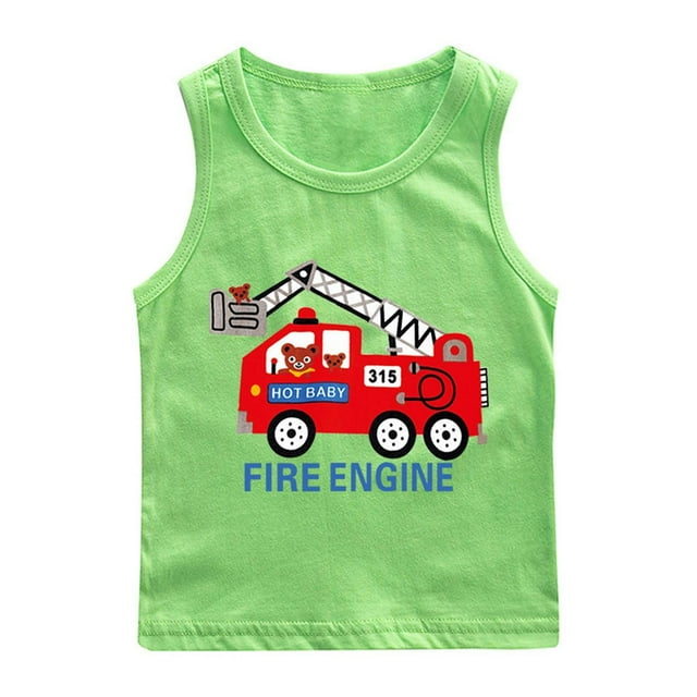 RXIRUCGD 2025 Vêtements d'Été pour Enfants Chemise de Base à Col Rond Sans Manches pour Garçons