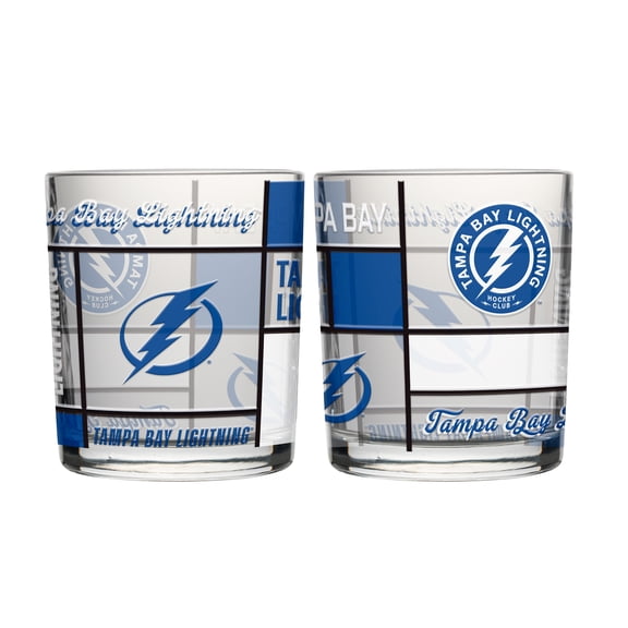 Logo Brands Tampa Bay Lightning 12oz. Quilted Stained Two-Pack Rocks Glass Set