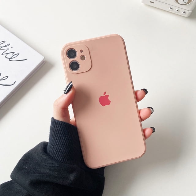 Straight edge fine hole liquid apple label case for IPhone 11 12 13 Pro Max X Xs Xr 7 8 Plus SE 2020