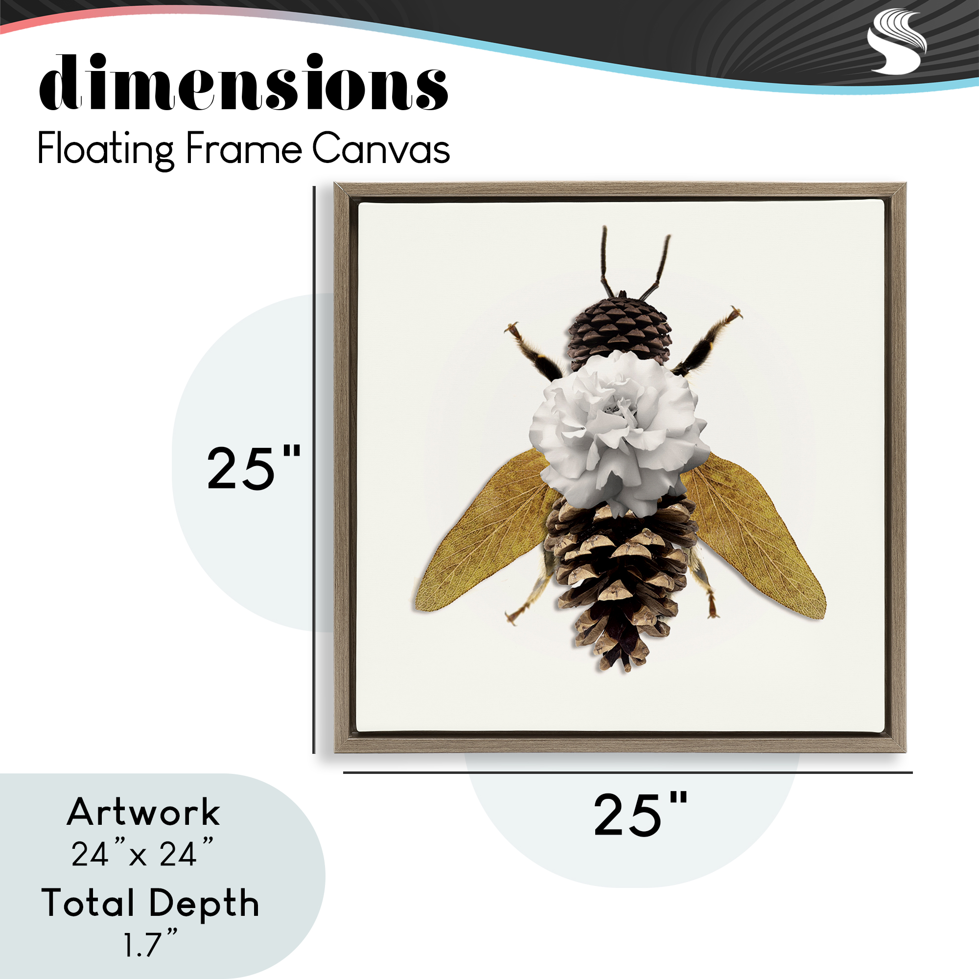 Nature Constructed Bee Brown Framed Floater Canvas Wall Art, design by Sasha