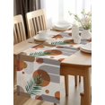 thumbnail image 2 of Abstract Stripe Leaf Table Runner-36 Inch Long Boho Orange Brown Style Table Runners Linen Burlap Tablerunner for Kitchen Dining Room Holiday Party, 2 of 9