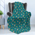 thumbnail image 4 of Space Soft Flannel Fleece Blanket, Surreal Universe with Foxes Cats Astronauts Rockets Floating Milky Way, Cozy Plush for Indoor and Outdoor Use, 50" x 60", Turquoise Beige Marigold, by Ambesonne, 4 of 5
