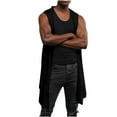 thumbnail image 3 of Somuwie Clearance Men Casual Sleeveless Solid Hooded Outdoor Sports Irregular Cardigan Tops, 3 of 9