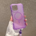 thumbnail image 2 of Allytechgroup iPhone 13 Case with Hand Strap, [Compatible with Magsafe] Matte Translucent Hybrid TPU PC Back Cover Corner Protector Anti-Scratch Slim Phone Case for iPhone 13,Purple, 2 of 9