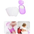 thumbnail image 1 of Mini Boxed Paper Soap Sheets, Disposable Cleaning Paper Soap Mini Bath Slice Sheets Scented Foaming Paper Soap for Outdoor Travel Camping Hiking, 1 Box (20 Sheets), 1 of 7