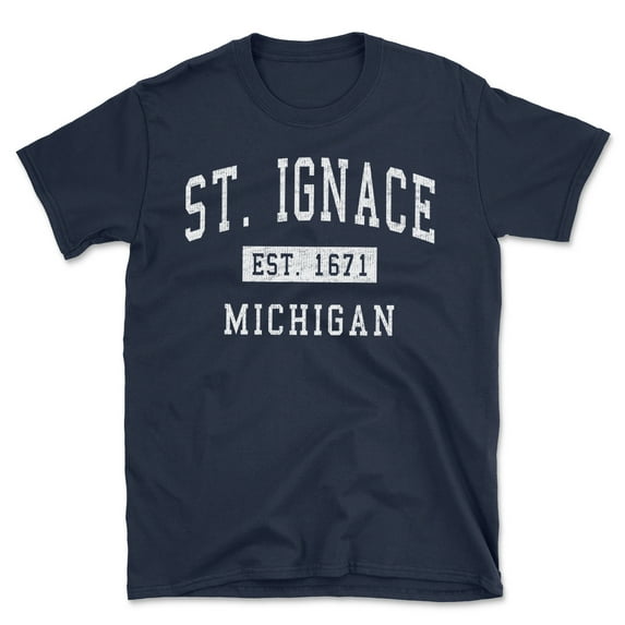 St. Ignace Michigan Classic Established Men's Cotton T-Shirt