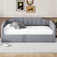 thumbnail image 3 of Full Size Upholstered Daybed with Underneath Hydraulic Storage, Linen Fabric Upholstered Sofa Bed with Sturdy Wood Slats Support and Solid Legs, Space-Saving Design (Gray), 3 of 9