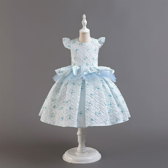 piuwrlz Ones Piece Dress for Kid Girls Dress Sleeveless Dress Skirts One Piece Skirt Set Blue Size 7Y