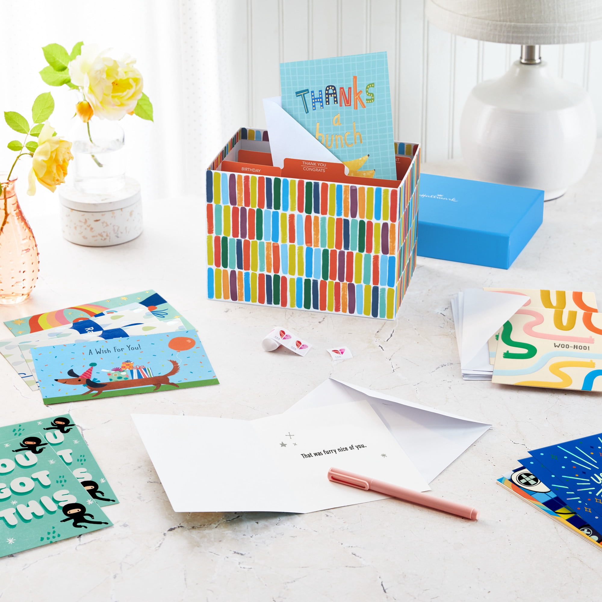 Hallmark Assorted Boxed All Occasion Greeting Cards for Kids—Birthdays, Encouragement, Thank You, Pack of 48 With Envelopes