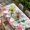 Pink, variant on Spring Pink Roses Table Cloths for 4 Foot Rectangle Tables, Pastoral Eucalyptus Leaves Brown Wooden Patio Waterproof Elastic Fitted Tablecloths, Washable Rectangular Table Cover for Camping