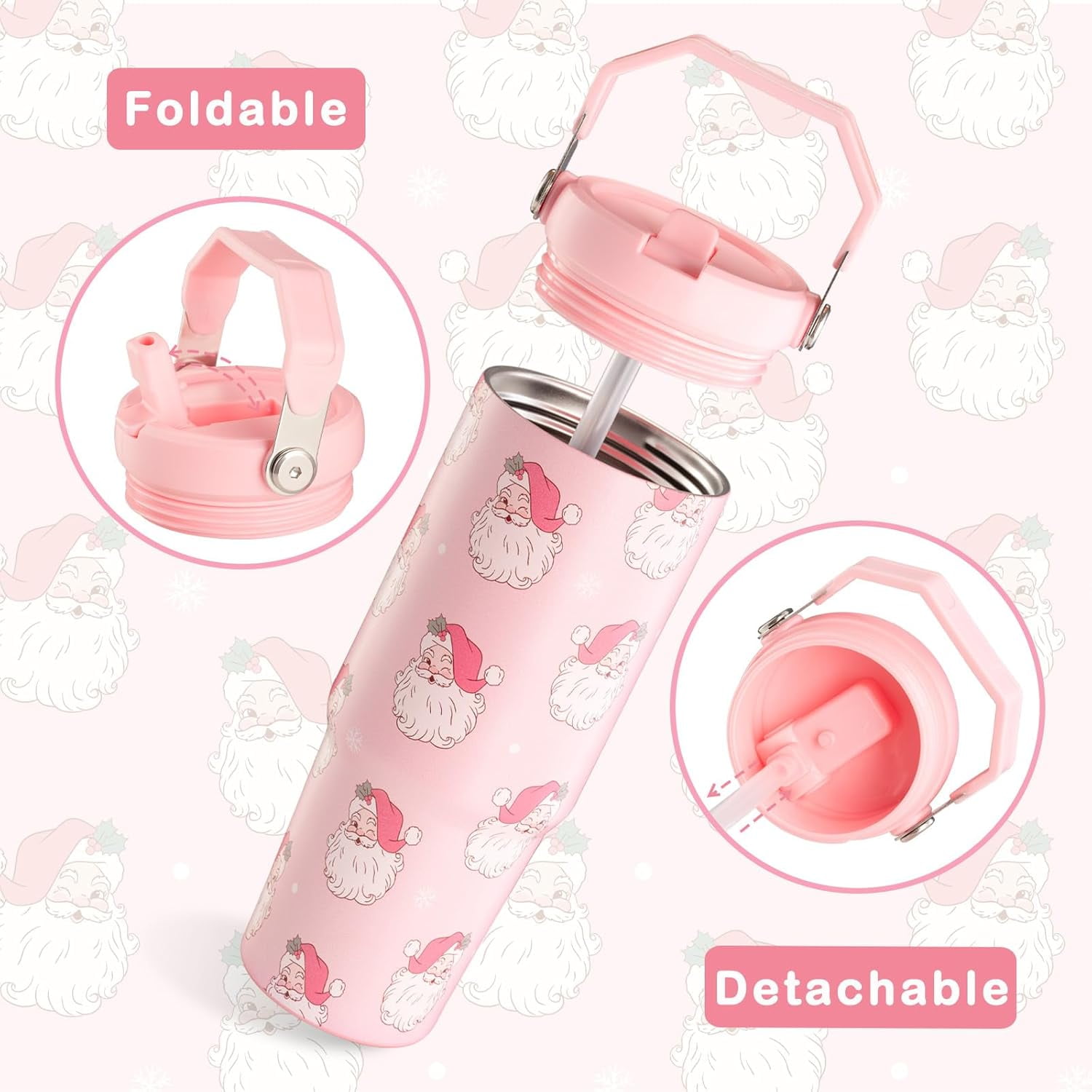 Chritsmas Tumbler, Christams Gifts for Women 30 oz Tumbler with Handle and Flip Straw Stainless Steel Insulated Cup Travel Mug Water Bottle
