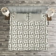 thumbnail image 3 of Ambesonne Modern Quilted Bedspread Set 3 Pcs, Vintage Maze Lines, Queen Size, Sage Green and White, 3 of 3
