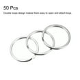 thumbnail image 3 of Uxcell 1.8x30mm Split Keychain Rings Round Flat Key Holder Carbon Steel Silver Tone 50 Pack, 3 of 5