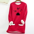 thumbnail image 2 of ZQGJB Cute Dog Paw Heart Print Sherpa Fleece Sweatshirts for Women Casual Long Sleeve Plush Thick Warm Pullover T-Shirts Loose Fit Cozy Loungewear Tops with Pockets Red L, 2 of 3