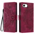 thumbnail image 2 of Étui à Rabat pour iPhone 16e, Portefeuille en Cuir PU Premium avec Fleurs en Relief Totem, Porte-Cartes et Support Compatible avec iPhone 16e - Rouge, 2 of 12