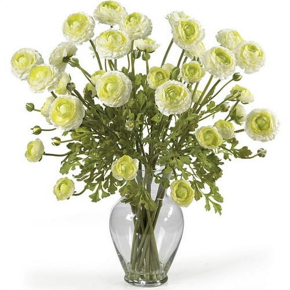 Nearly Natural Ranunculus Liquid Illusion Silk Flower Arrangement, Cream