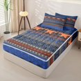 thumbnail image 2 of jejeloiu Bold Border Zipper Full Size Comforter Sets with Fitted Sheet and 2 Pillowcases For Men Women,Tribal Print Zipper Bedding Set,Blue Orange,Navy Blue Reversible,4-Piece, 2 of 7