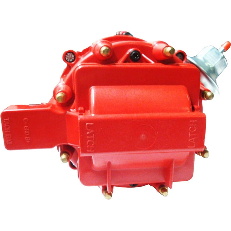 HEI Electronic Billet Distributor GM08 for Chevy SBC 350 BBC 454 65K Coil  7500 RPM V8, Red Cap