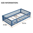 thumbnail image 5 of Twin Size Floor Bed for Toddlers and Kids, Solid Wood Montessori Floor Bed with Safety Fence Rail with Door, Durable Montessori Bed Frame with Sturdy Slats Support for Boys and Girls, 5 of 6