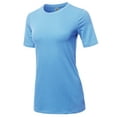thumbnail image 2 of A2Y Women's Basic Solid Premium Cotton Short Sleeve Crew Neck T Shirt Tee Tops Spring Blue 2XL, 2 of 6