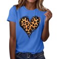 thumbnail image 3 of Women Leopard Heart Tops Short Sleeve Tshirts Loose Basic Tee Tshirt Round Neck Outfit Summer 2025, 3 of 4