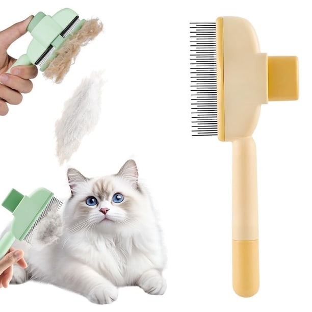 Peine for perros y gatos, cepillo for quitar el pelo de mascotas con dientes metálicos largos y cortos, cepillo for el cuidado de mascotas
