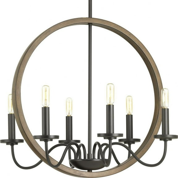 P400081-020-Progress Lighting-Fontayne - Chandeliers Light - 6 Light in Farmhouse style - 22 Inches wide by 24.75 Inches high-Antique Bronze Finish