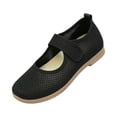 thumbnail image 2 of EKVAHL Women's Orthopedic Mary Jane Flats, Breathable Mesh Slip On Walking Loafers, Adjustable Hook Loop Strap Wide Width Senior Work Daily Walking Shoes Black, 2 of 3