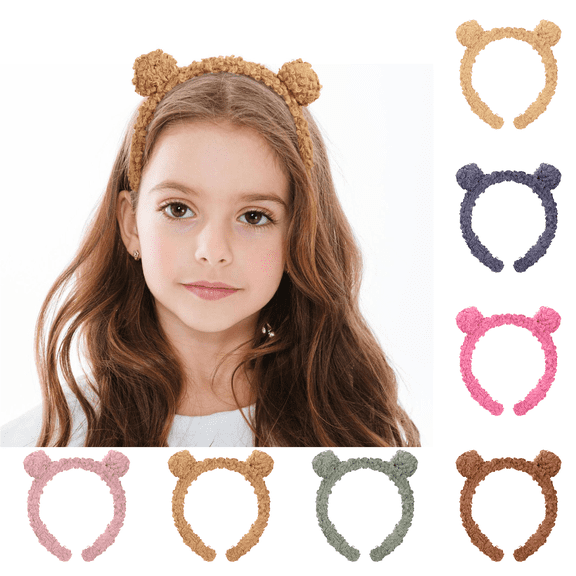 WHEANG Cute Animal Bear Ear Headbands for Women Trendy Soft Plush Bear Ears Non Slip Headbands Party Hair Accessories for Women Daily Makeup Shower Photo Prop Yellow