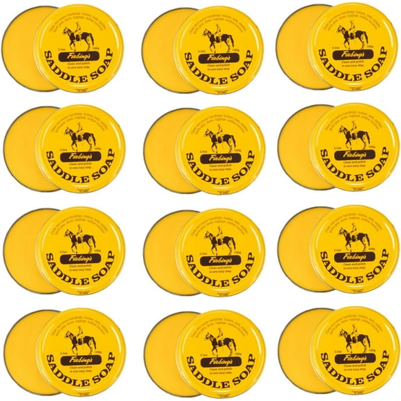 Fiebing's Yellow Saddle Soap for Leather (12 Pack, 3.5 oz Each, 42 oz Total) - Leather Cleaner & Conditioner to Soften, Protect & Restore Leathercraft - Leather Soap for Car Seat, Couch, Shoe, Purse