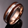 thumbnail image 2 of 8mm Hawaiian Koa Wood Tungsten Rings Mother of Pearl Shell Wedding Band Size 7-12, 2 of 6