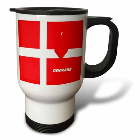 

3dRose I Love Denmark Travel Mug 14oz Stainless Steel