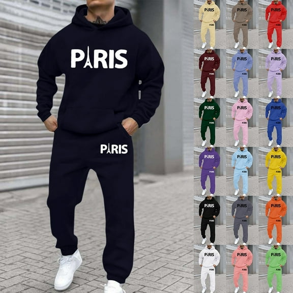 Men Sweatsuits 2 Piece Set Letter Print Casual Hoodies Sweatshirt And Joggers Sweatpants Set Loose Street Fall Sport Suit Sets Winter Clothes Outfits