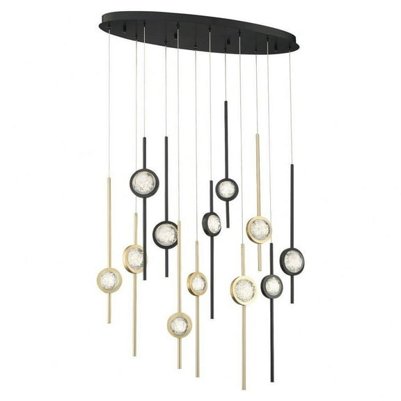 Modern Twelve Light Chandelier-Black/Brass Anodized Aluminum Finish Bailey Street Home 79-Bel-4534009