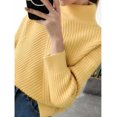 thumbnail image 3 of Chic Comfort: Women's Classic Cardigan Stand Collar Pullover Sweater – Ribbed Knit with Spandex Yarns for Effortless Style this Fall/Winter Solid Color Yellow, 3 of 3