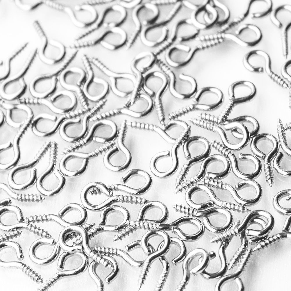 400pcs Small Screw Eyes Pin for Jewelry Making Silver Gold 10mm x 5mm Mini Eyelet Hooks for Resin Clay Ornament Keychains