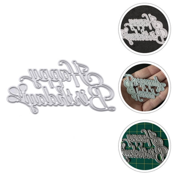 Raindrops Happy Birthday Cutting Die for DIY Craft Cards Made of Durable Carbon Steel Silver Color