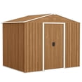 thumbnail image 1 of Outsunny 8'x6' Metal Outdoor Storage Shed w/ Sliding Doors Dark Brown, 1 of 10