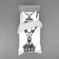 thumbnail image 1 of Ambesonne Indie Bedding Set 3 Pcs, Deer Nordic Sweater Xmas, Twin, Charcoal Grey White, 1 of 3
