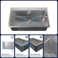 thumbnail image 5 of Izzovium 32"x19" Single Bowl Stainless Steel Kitchen Sink, Overmount Handmade in Brushed Nickel, 304 Stainless Steel with US Standard Drain and Hook, Gray, LS-SSBR02, 5 of 8