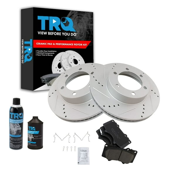 TRQ Performance & Brake Rotor & Ceramic Pad Front Kit w/Chemicals BKA15937 Fits select: 2000-2006 TOYOTA TUNDRA, 2003-2007 TOYOTA SEQUOIA