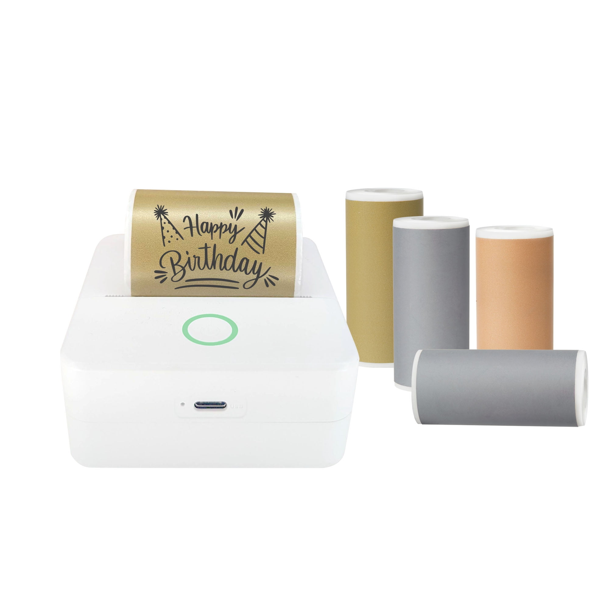 (2 pack) Core Innovations Metallic Adhesive Sticker Rolls, Thermal Printer Paper in Metallic & Holographic colors, (5) 2.18" Adhesive Rolls